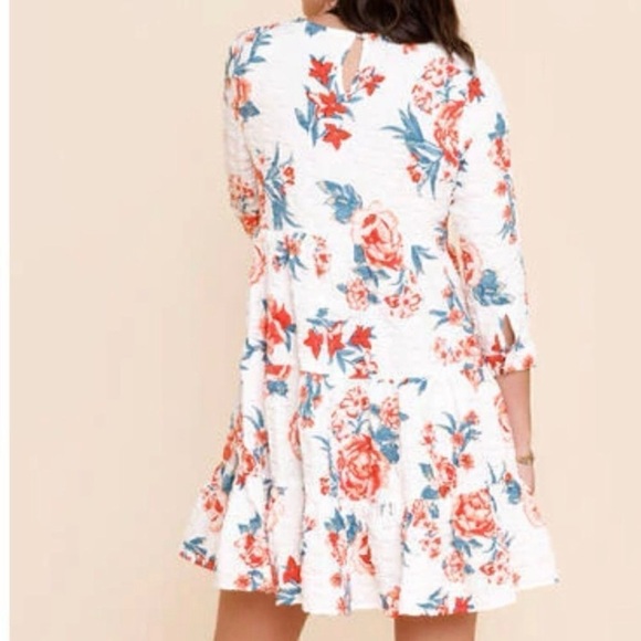 NWT Francesca's Carra Floral Babydoll Mini‎ Dress White Pink Red Blue Size Small - Picture 2 of 14